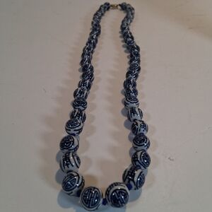 Elegant Blue and White Beaded Necklace